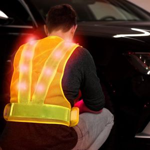 reflecterend veiligheidsvest met licht - Geel waarschuwingsvest met 16 rode LED-lampen - Reflecterend hesje - Geel