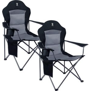 Luxe campingstoel, opvouwbaar, 150 kg belastbaar, ultragroot, met hoge rugleuning, comfortabel kussen, klapstoel, camping, tuin, balkon, strand, campingstoel, stoel, tuinstoel, visstoel,