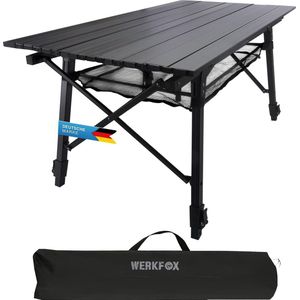 Campingtafel Vouwtafel Multifunctionele tafel; In hoogte verstelbare vouwtafel met oprolbaar tafelblad (90x51cm) & draagtas; Belastbaar tot 30kg.