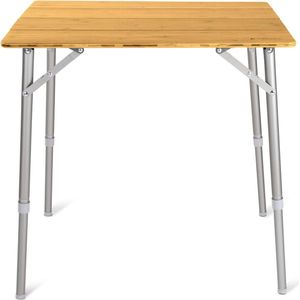bamboe campingtafel - Inklapbaar campingtafeltje - In hoogte verstelbaar - Met aluminium frame - Inclusief draagtas