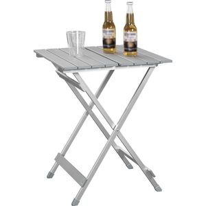 Campingtafel van aluminium, bijzettafel, inklapbaar, balkontafel, picknicktafel, ultralicht, draagbaar en opvouwbaar, 50,5 x 47 x 59,5 cm, zilver