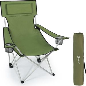 opvouwbare campingstoel, groen, armleuning met bekerhouder