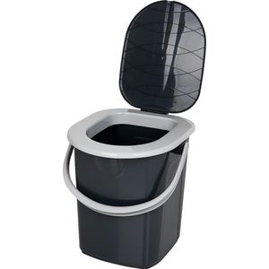 Home essential 100% gerecycled kunststof PP, ecologisch, mobiel campingtoilet, 22 liter, met maximale draagkracht tot 120 kg, ECO antraciet, één maat