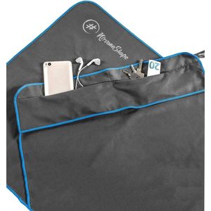 Fitnesshanddoek | Sterke Microvezel Handdoek met Magneet-Clip, Stijlvol & Functioneel | Ultra-Absorberend & Compact | Jouw Perfecte Sport-Handdoek voor in de Fitnessstudio (Grijs / Blauw Rand)