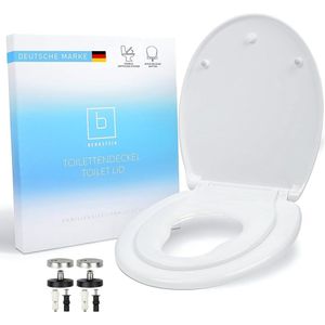 Premium Familie Toiletdeksel Softclose-Automaat Kinderen Familie Antibacterieel Ovaal Wit - Toiletdeksel met Kinderinzet Soft Close - WC Bril Toiletbril Duroplast/Roestvrij Staal