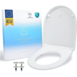 Premium WC-Deksel Antibacterieel D-Vorm Wit - WC-Deksel met Quick-Release-Functie en Softclose-Mechanisme - WC-Bril Duroplast Roestvrij Staal - Toiletbrillen Toiletdeksel - Toiletbril D-Vorm