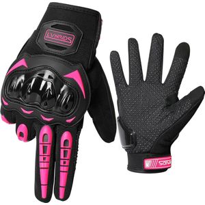 Motorhandschoenen, Volledige Vinger Beschermende Touch Screen Heren en Dames Racing Handschoenen voor Motorcross Roze XXL