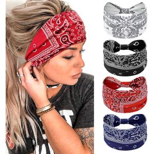 Haarband Dames Boho Headband Elastic Hoofdband Dames Brede Haarbanden voor Dames Hair Band Yoga Hair Accessories for Women 4 Stuks