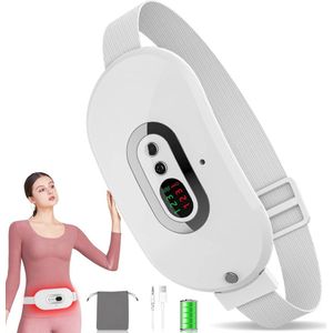 Menstruatie Verwarmingskussen Oplaadbaar Draagbaar Draagbaar Periode Kramp Warmtepad met 3 Warmteniveaus en Trillingsstimulator voor Rugbuik Buikpijn Verlichting, Draadloze Wrap Belt Machine voor
