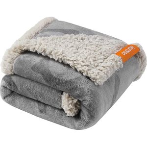 Waterdichte hondendeken Sherpa fleece huisdierdeken voor minihonden katten 73 x 63 cm S machiasbaar dubbelzijdige bankhoes grijs PPB029G01 S (73 x 63 cm)