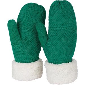 Dames warme winter gebreide wanten, handschoenen met diamantpatroon, thermo fleece, gebreide handschoenen 09010031, groen.