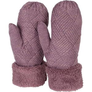 Dames warme winter gebreide wanten, handschoenen met diamantpatroon, thermo fleece, gebreide handschoenen 09010031, Mauve.