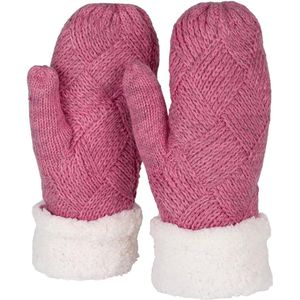 Dames warme winter gebreide wanten, handschoenen met diamantpatroon, thermo fleece, gebreide handschoenen 09010031, roze.