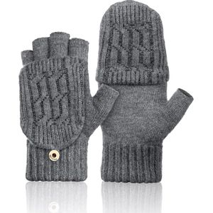 Vingerloze handschoenen voor dames, winter, warme handschoenen, omkeerbaar, halve vingers, handschoenen met flip top, touchscreen, fotografie, sporthandschoenen voor dames en heren