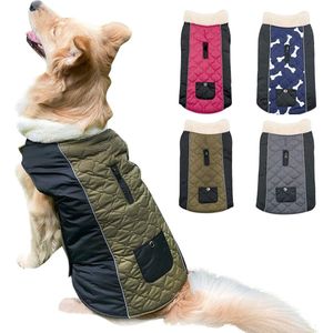 Hondenjas waterdichte jassen, Etechydra omkeerbare verstelbare reflecterende winter hondenjas vest met warme fleece kraag, hondenjas jas jas voor kleine middelgrote grote honden kleding, groen+zwart, 2XL