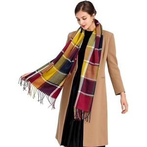 Sjaals voor dames, winter, lang, zacht, warm, geruit, omslagdoeken, wol, franjes, sjaal, stola, das, vrouwen, Paars.
