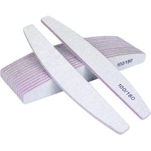 16 STKS Nagelvijlen, 100/180 grit Dubbelzijdige Emery Board, Professionele Nagelvijlset Gebogen Vingernagelvijlen voor Nagelverzorging en Styling (Grijs)