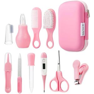 Baby Gezondheidszorg en verzorging Kit, Baby Veiligheid Set Baby Kam, Borstel, Vinger Tandenborstel, Nagelknippers, Schaar, Nasale Aspirator, Baby Essentials Nursery Care Kit (Roze)