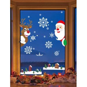 kerst Windows statische stickers klampt zich vast aan verwijderbare vinyl kerstman kerstboom sneeuwpop sneeuwvlok herten DIY muur raam deur muurschildering showcase sticker sticker,E.