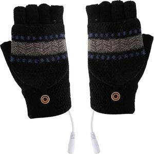 Unisex Dames & Heren USB Verwarmde Handschoenen Wanten Winterhanden Warme Laptop Handschoenen Volledig & Halfverwarmd Vingerloos Verwarmen Breien Handen Warmer Wasbaar Ontwerp, Zwart.