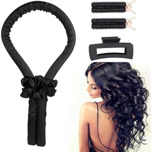 Silk Heatless Curls Band, krulspelden, krullen zonder hitte, kapselset, s nachts, doe-het-zelf krullers, antislip, krullen zonder hitte, met twee kleine haarspelden, voor lang en middelgroot haar