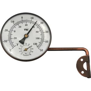 Messing buitenthermometer hygrometer met stijlvol wijzerplaatontwerp - tuinthermometer geschikt voor buitentemperatuur en vochtigheidsmeter meter meter muur kas garage zwaaiende arm voor eenvoudige