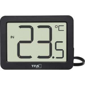 Digitale binnen- en buitenthermometer, 30.1066.01, incl. waterdichte temperatuurvoeler, maximum en minimum waarden, met magneet/standaard, zwart, (L) 54 x (B) 15 x (H) 40 mm