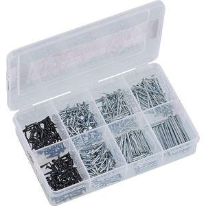 Nagelassortiment 750-delig - spijkers & kammen in een set - voorgesorteerd in praktische kunststof doos - geschikt voor huis, hobby & werkplaats/assortimentsdoos /