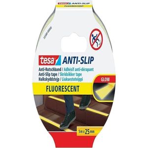 Anti-slip tape - antislip tape voor binnen en buiten - voor trappen, ladders en gladde vloeren - fluorescerend - 5 m x 25 mm
