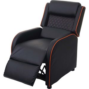 Cosmo Casa Relaxfauteuil - Comfort en Modern Design - Kunstleer - Functioneel - Zwart/Oranje