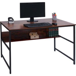 Cosmo Casa Bureau met legplank - Extra Opbergruimte - Vloerbeschermers - MDF - Metaal - 120x60cm - Bruin