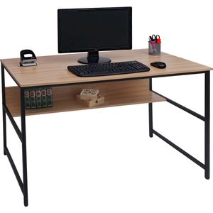 Cosmo Casa Bureau met legplank - Extra Opbergruimte - Vloerbeschermers - MDF - Metaal - 120x60cm - Naturel