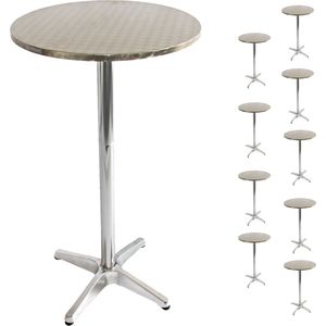 Cosmo Casa Set of 10 aluminum bar tables - Bistro tables - Height adjustable 70/110cm Ø=60cm - Foldable