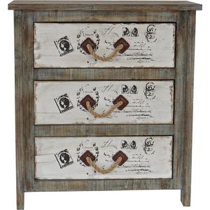 Cosmo Casa Ladenkast Almada ladekast kast met een - verweerde uitstraling - Vintage - 80x72x33 cm