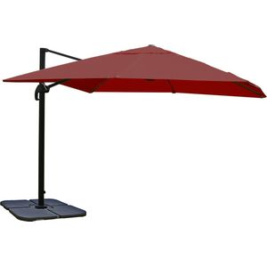 Cosmo Casa Catering Zweefparasol - Parasol - Polyester - Aluminium/Staal - 23kg - Bordeaux - Met Standaard - Draaibaar - 3x3m (Ø4.24m)