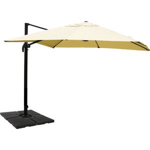 Cosmo Casa Catering Zweefparasol - Polyester/Aluminium - 25kg - Crème - Met Standaard - Draaibaar - 3.5x3.5m (Ø4.95m)