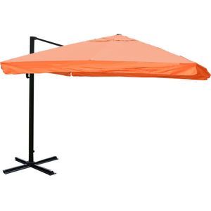 Cosmo Casa Catering Zweefparasol - Parasol - Polyester/Aluminium - Terracotta - Draaibaar - Zonder Standaard - Flap - 3x4m (Ø5m) - 26kg