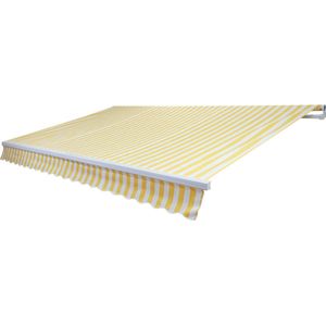 Cosmo Casa Aluminium Zonnescherm - Uitvalarm - Zonnescherm Zonbescherming - Acryl - 4x3m - Geel/Wit