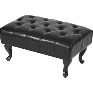 Cosmo Casa Ottoman Chesterfield - Kruk Voetenbank - Kunstleer - Zwart - 39x77x47cm