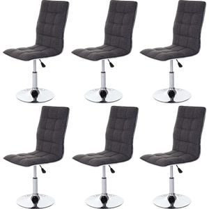 Cosmo Casa Set van 6 eetkamerstoelen - Keukenstoel-Hoogteverstelbaar - Draaibaar - Dtof/textiel - Grijs