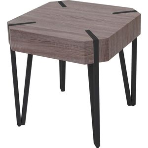 Cosmo Casa Salontafel - Eenvoudige Elegantie - Donkere Eik met Donkere Metalen Poten - 52x50x50cm