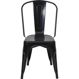 Cosmo Casa Stoel - Bistrostoel stapelbare stoel - Metalen industrieel ontwerp stapelbaar - Zwart