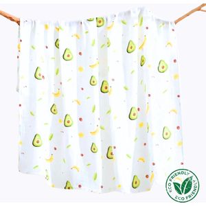 Triplepack 3x BoefieBoef Fruit Advocado Grote XL Hydrofiele Doek Baby - Duurzaam Eco Bamboe - Kerst en KraamCadeau - Swaddle, Inbakerdoek, Hydrofiele Luier & Babydeken - Banaan Groen Geel Wit
