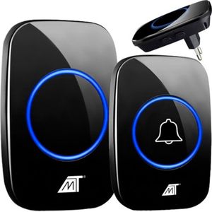 Draadloze Deurbel - Deur bel - Deurbellen - Wireless Doorbell - IP44 Waterdicht - Deurbelset - Zwart