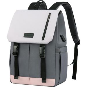 Laptop rugzak 15.6 inch - Grijs - USB-oplaadpoort - 28 x 14 x 44 - Rugzak met 5 vakken - Werk, school, kantoor - Waterbestendig