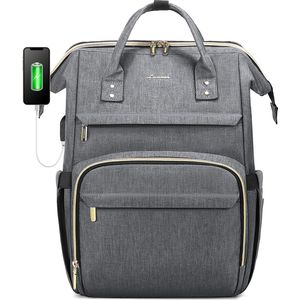 Laptoprugzak 17 inch voor dames - Lichtgrijs - USB-oplaadpoort - Anti-diefstaltas - Waterdicht - Werk, school, reizen