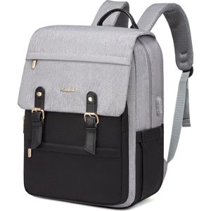 Laptoptas 15.6 inch - Zwart/grijs - Reistas - Handbagage rugzak met USB-oplaadpoort - 31 x 17 x 44 cm - Antidiefstal tas - Laptoprugzak - Waterdicht - Duurzaam - Rugtas voor dames - 20 vakken