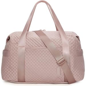 Reistas voor dames - Roze - Handbagage tas, grote weekendtas, sporttas - 45 x 20 x 30 cm - Schoudertas met afneembare schouderband - Handtas - Grote inhoud - 9 vakken - Lichtroze