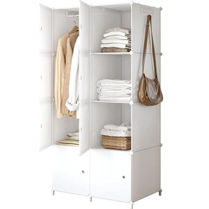 Draagbare garderobe voor hangende kledingkast, modulaire kast voor ruimtebesparende, ideale opbergorganizer Cube voor boeken, woonkamer, slaapkamer, kinderkamer (8 kubussen)