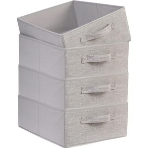 Opvouwbare opbergdozen stof, kastlade-organizersysteem voor kledingkast, kleding, ondergoed enz., set van 4, grijs